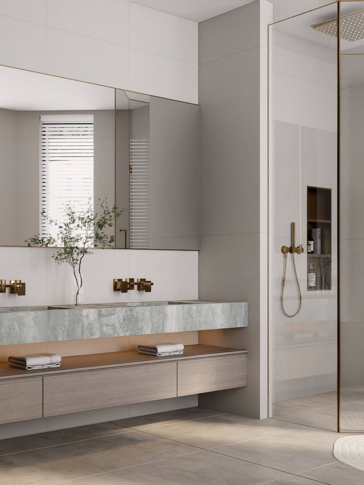 Modern bathroom with stone vanity
